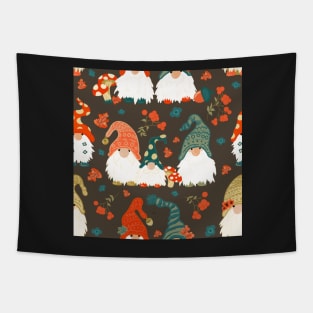 Autumn Gnomes with Long White Beards and Knitted Hats Tapestry