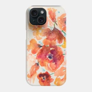 Abstract Loose Watercolor Flowers in Orange Phone Case