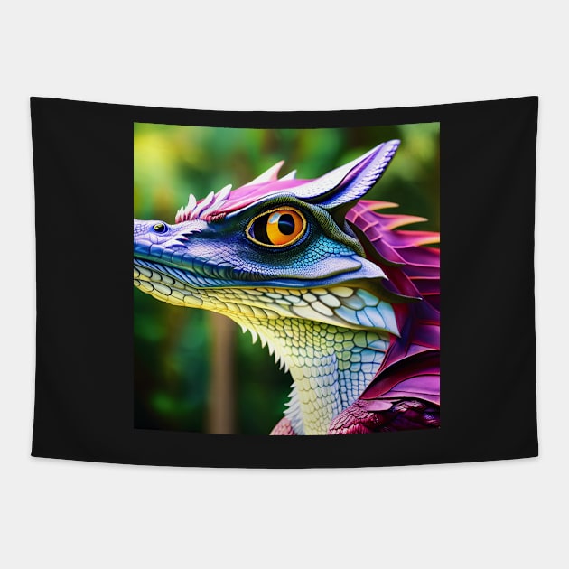 Baby Blue Dragon with Purple Spines in the Forest Tapestry by dragynrain