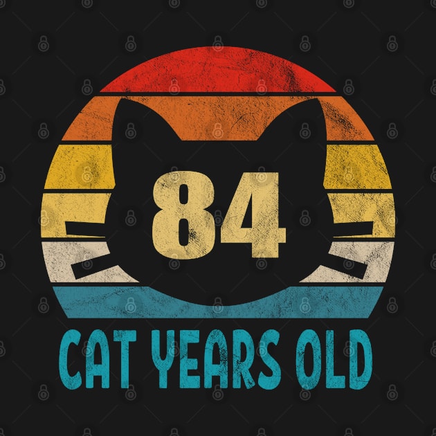 84 Cat Years Old Retro Style 17th Birthday Gift Cat Lovers by Blink_Imprints10