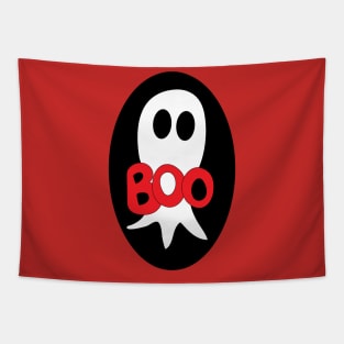 Cute Halloween ghost cartoon with BOO text Tapestry