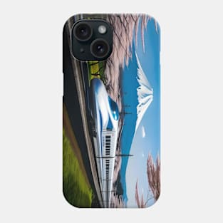 Shinkansen Bullet Train With Mt Fiji Digital Drawing Phone Case