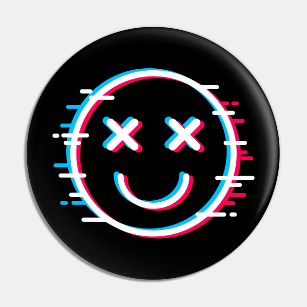 Glitch Face Dead Happy Pin by machmigo