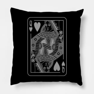 Queen of Hearts Grayscale Pillow