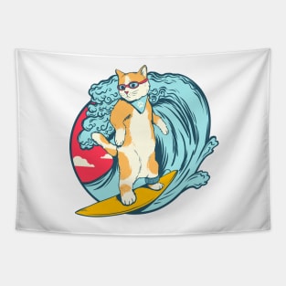 Cool Surfing Cat Tapestry