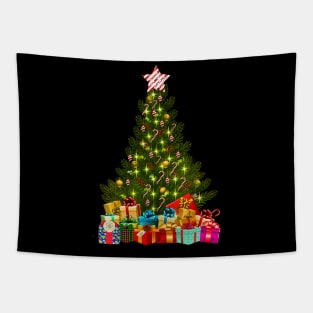 Merry Christmas Tree With Lights & Gifts Tapestry