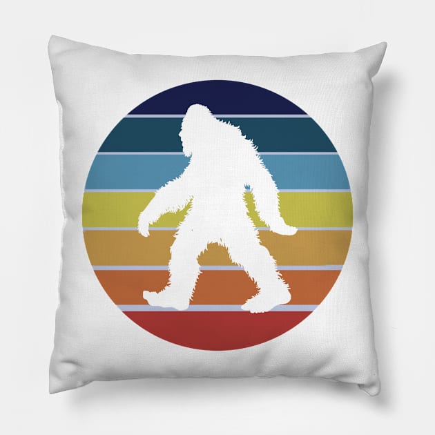 Bigfoot Retro Pillow by TrapperWeasel