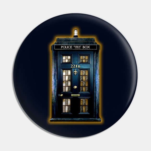 Blue Phone Box with 221b number Pin by Dezigner007