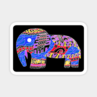 blue mexican totonac elephant in ecopop pattern arts Magnet