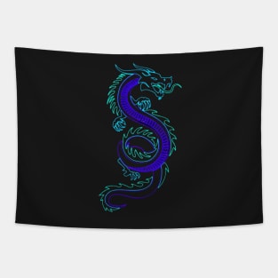 Neon Blue Dragon Tapestry