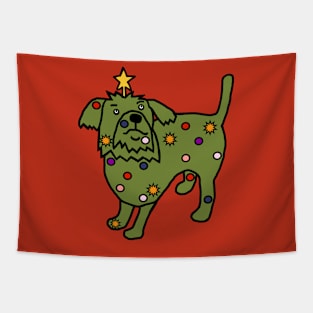 Funny Christmas Tree Dog Tapestry