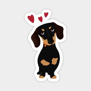 Cute Cartoon Dachshund with Three Red Hearts Magnet