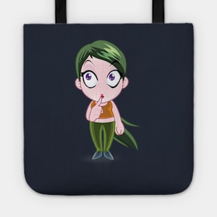 green hair beautiful girls - cartoon character for young girls (choose your twin) Tote