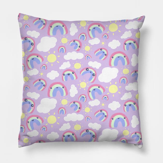 Cute Happy Rainbow Pattern Pillow by perdita00