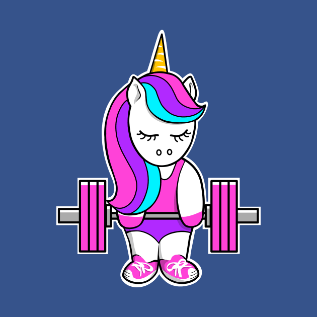 weightlifting unicorn, barbell unicorn, unicorn strong, fitness girl by TimAddisonArt