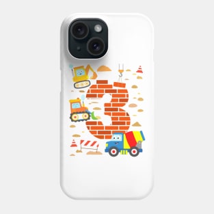 Construction Trucks 3rd Birthday Boy 3 Years Old Phone Case