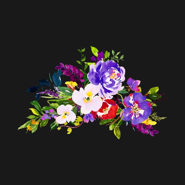 Watercolor Flower Arrangement, Ultra Violet by PixDezines