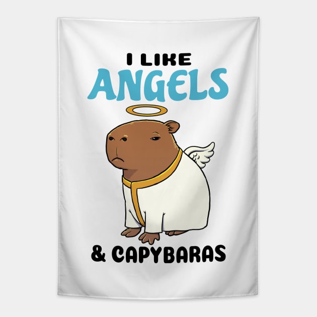 I Like Angels and Capybaras Tapestry by capydays