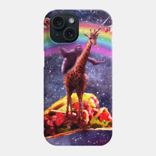 Space Sloth Riding Giraffe Unicorn - Taco & Burrito Phone Case