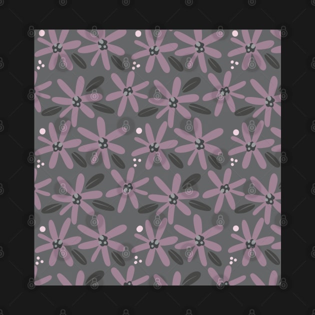 Cute pink and gray abstract flowers in a fun playful flowerpower pattern by marina63