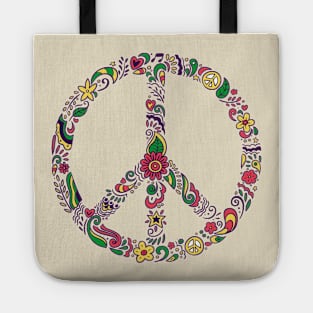 Floral Peace Sign Tote