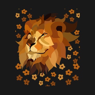 Cute Lion Head Digital Graphics T-Shirt