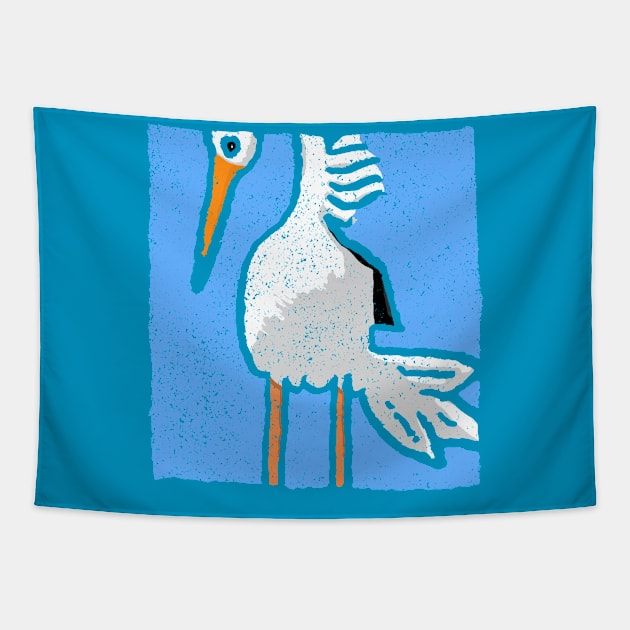 Stork Minimal - Bird ; Baby / Newborn Giftidea Tapestry by Nikokosmos