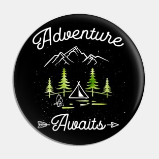 Adventure Awaits Camping Hiking Outdoor Travel Pin