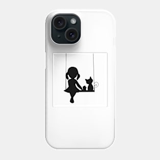 Girl and cat Phone Case