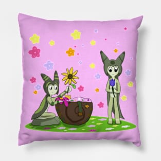 Snail and slug with flowers Pillow