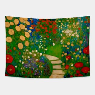 Winding Path Through a Flower Garden Tapestry