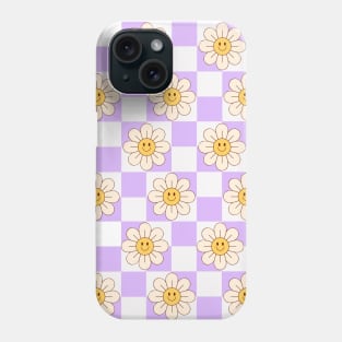 Floral Checkerboard Lila pattern Phone Case