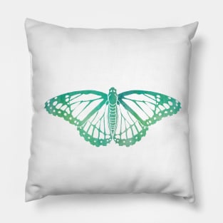 Butterfly Design in Blue and Green Paint Strokes Pattern 3 Pillow