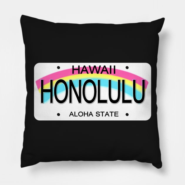 Honolulu Hawaii License Plate Pillow by Mel's Designs