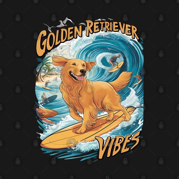 Golden Retriever Surfing Paradise by coollooks