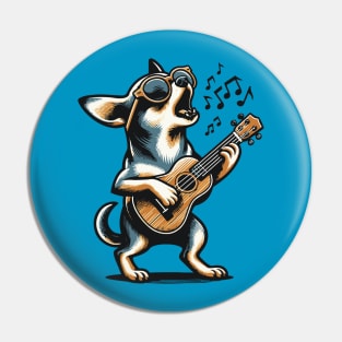 Dog Playing Guitar Singing Chihuahua Funny Dog Mariachi Pin