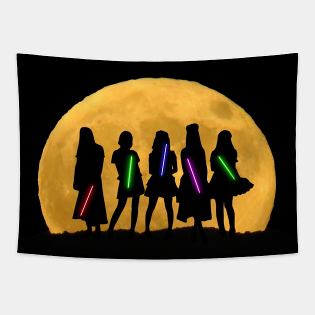 Band Moon Rise with Lightsabers Tapestry by Daz Art & Designs