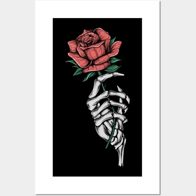 skeleton holding rose