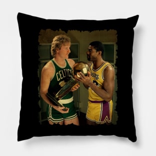 vintage larry bird and magic johnson Pillow