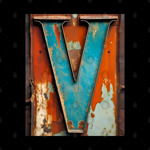 Rusty Letter V Antique Monogram Letter V Initial Alphabet by Mind Your Tee