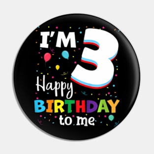 Kids Three 3yr 3th Birthday Happy Birthday Boys Girls 3 Years Old Pin