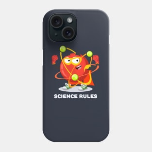 Superhero atom character SCIENCE rules Phone Case