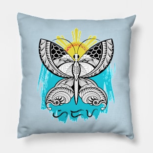 Tribal line Art Butterfly / Baybayin word Hiraya (Imagination) Pillow