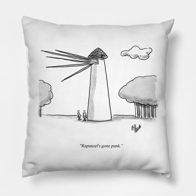 Classic Punk Rapunzel Cartoon Pillow by abbottcartoons