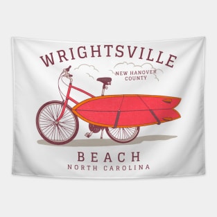 Wrightsville Beach, NC Summer Vacation Bike and Surfboard Tapestry