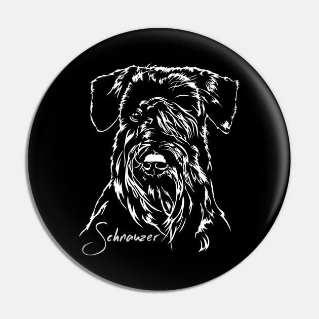 Proud Schnauzer dog portrait Pin by wilsigns