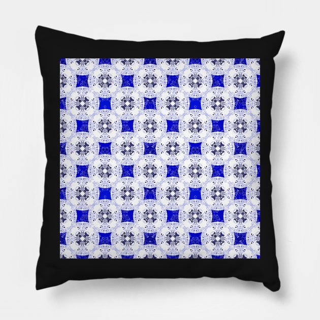 Byzantium blue and white Pillow by Amalus-files