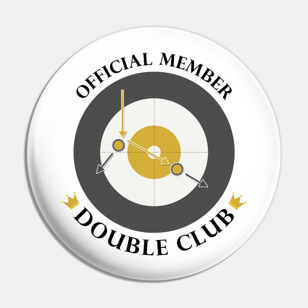 The "Double Club" - Black Text Pin by itscurling