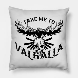 Valhalla Design with skull and crow Pillow