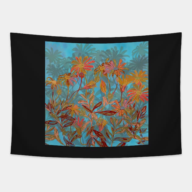 Fantasy Fall Flowers Tapestry by lottibrown